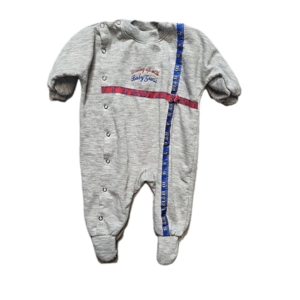 Vintage Baby Guess Romper Sleepwear Gray 6-9 Months